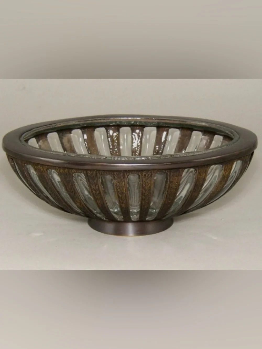 Vintage handblown glass and metal decorative bowl